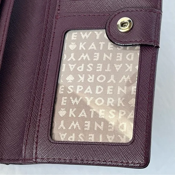 Kate Spade Bifold Wallet Card Holder Burgundish Red Wine Color - Picture 11 of 16